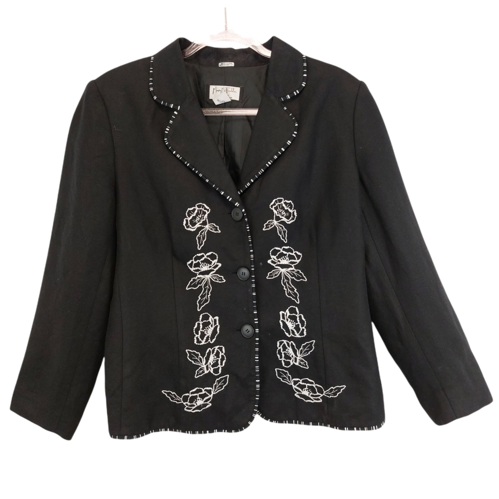 Linen Knit Embroidered Mary McFadden Blazer Jacket